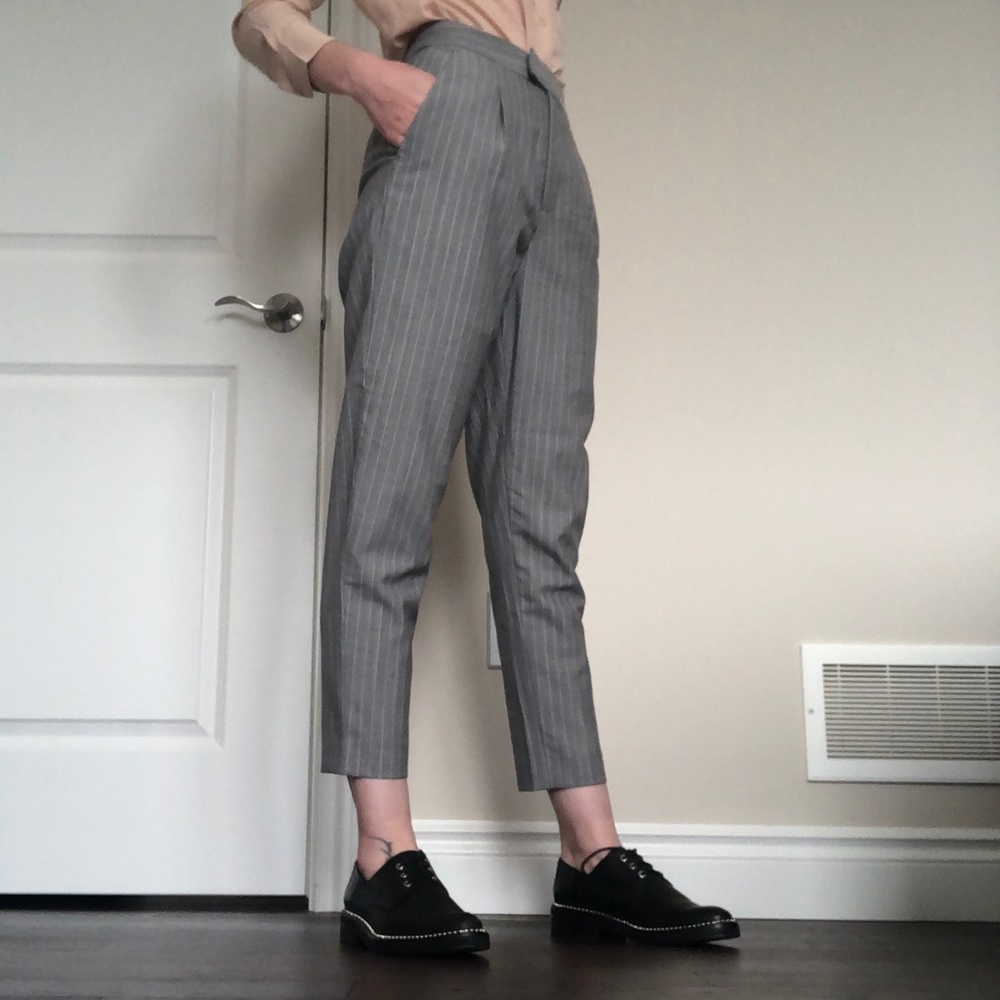 MO&Co. Wool High waist Paperbag Pinstripe minimal